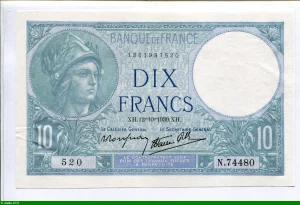 10 FRANCS MINERVE - Type 1915 modifié