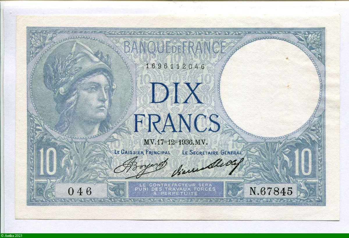 10 FRANCS MINERVE - Type 1915