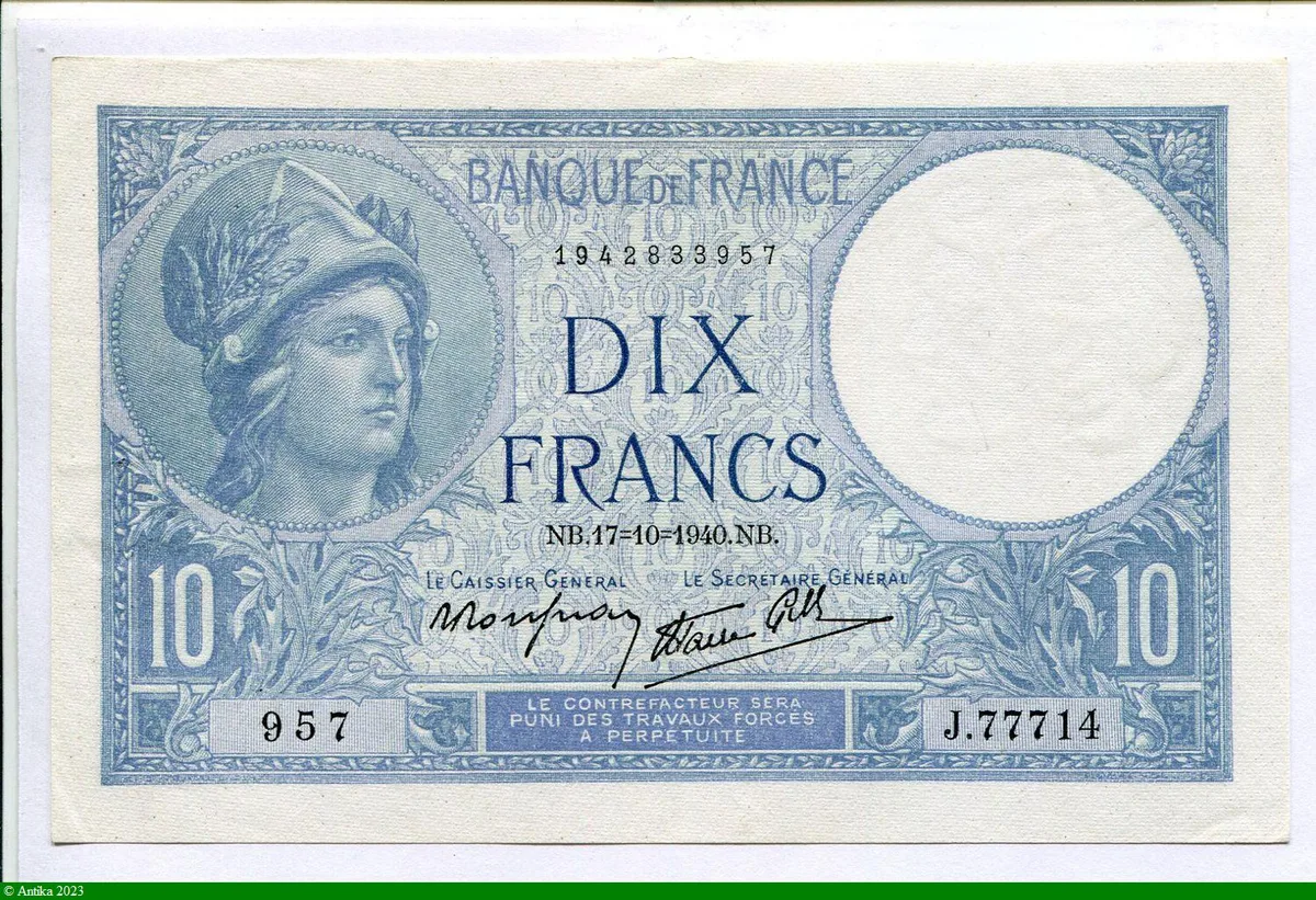 10 FRANCS MINERVE - Type 1915 modifié