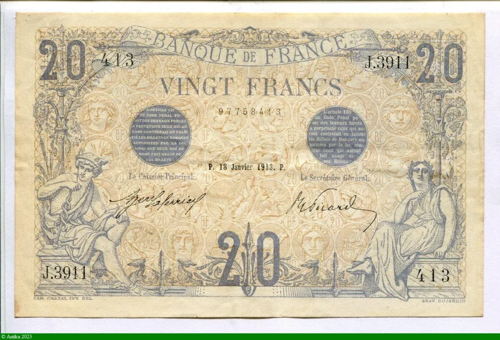 20 FRANCS BLEU - Type 1905