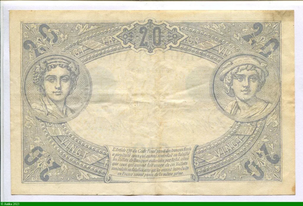 20 FRANCS BLEU - Type 1905