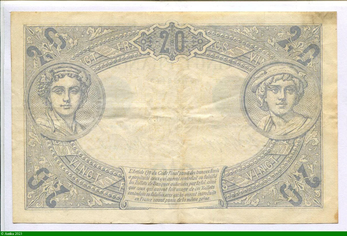 20 FRANCS BLEU - Type 1905