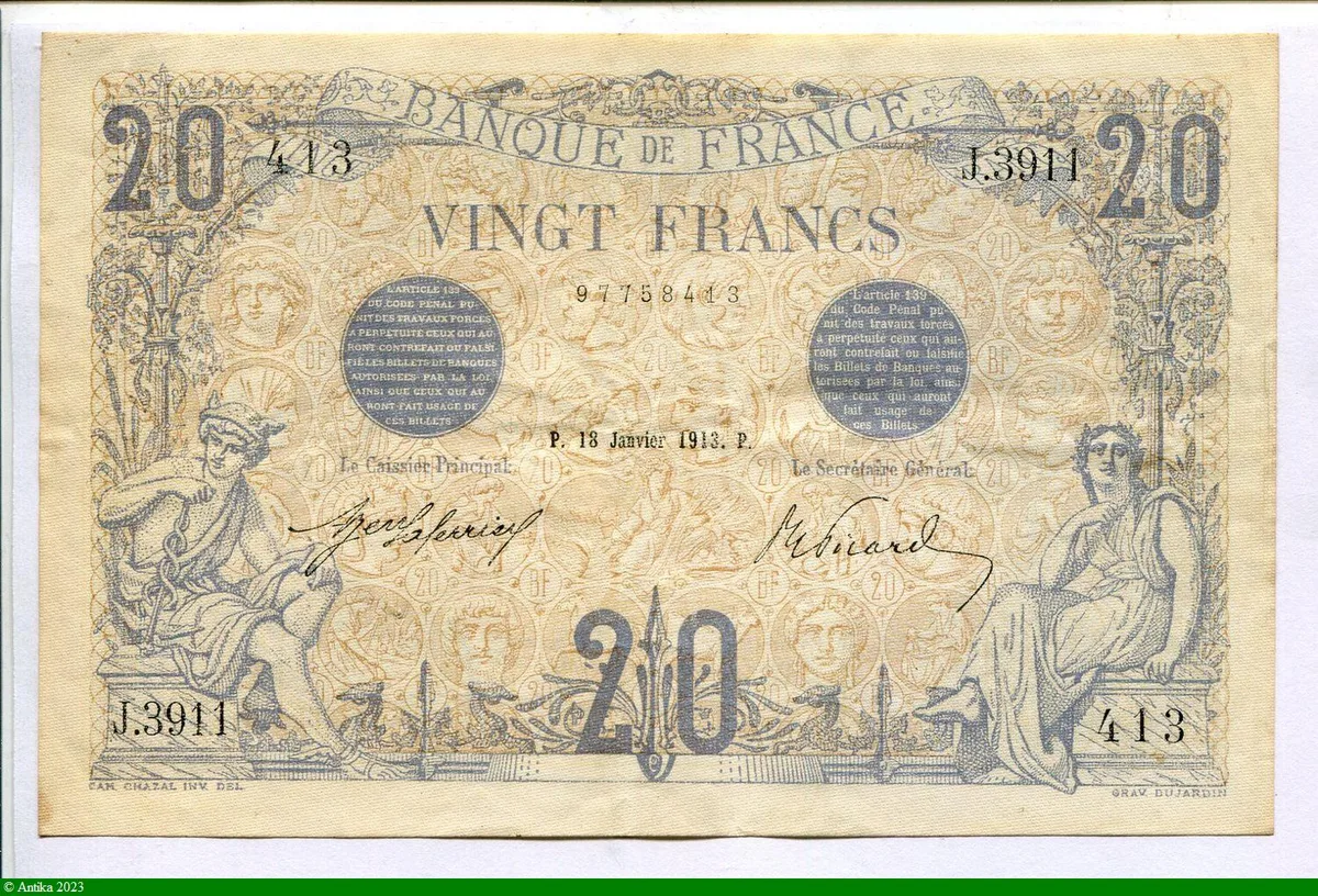 20 FRANCS BLEU - Type 1905