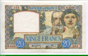 20 FRANCS SCIENCE & TRAVAIL - Type 1940