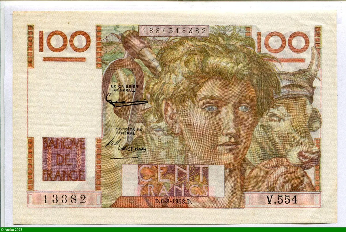 100 FRANCS JEUNE PAYSAN - Type 1945 filigrane inversé
