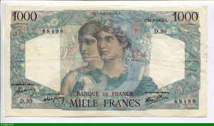 1000 FRANCS MINERVE & HERCULE - Type 1945