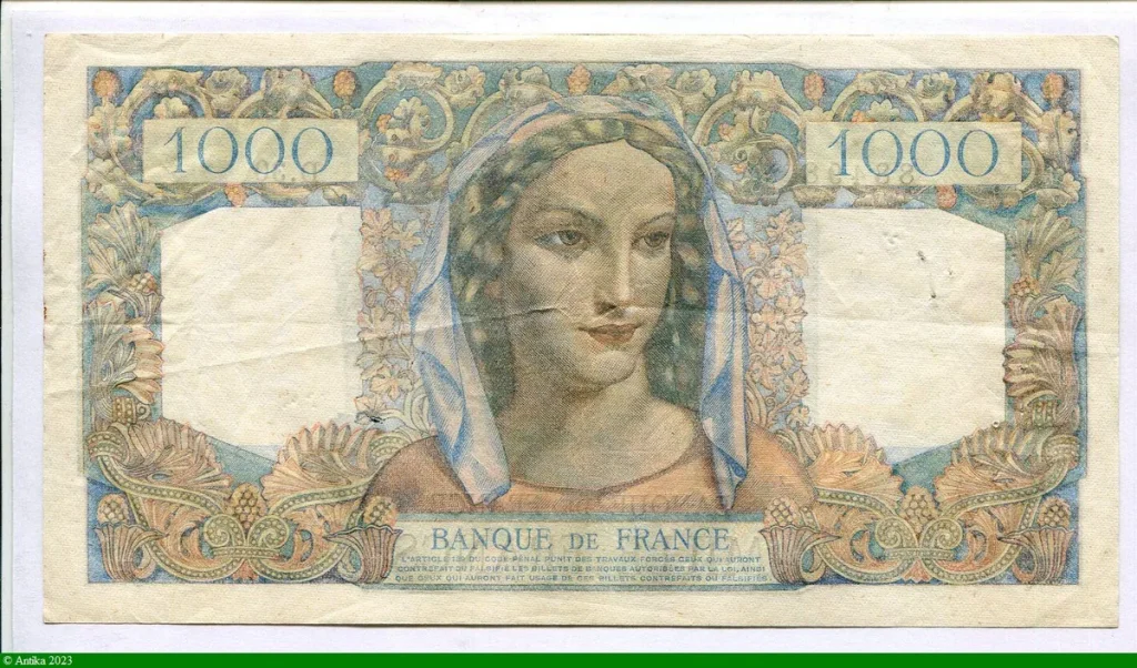 1000 FRANCS MINERVE & HERCULE - Type 1945