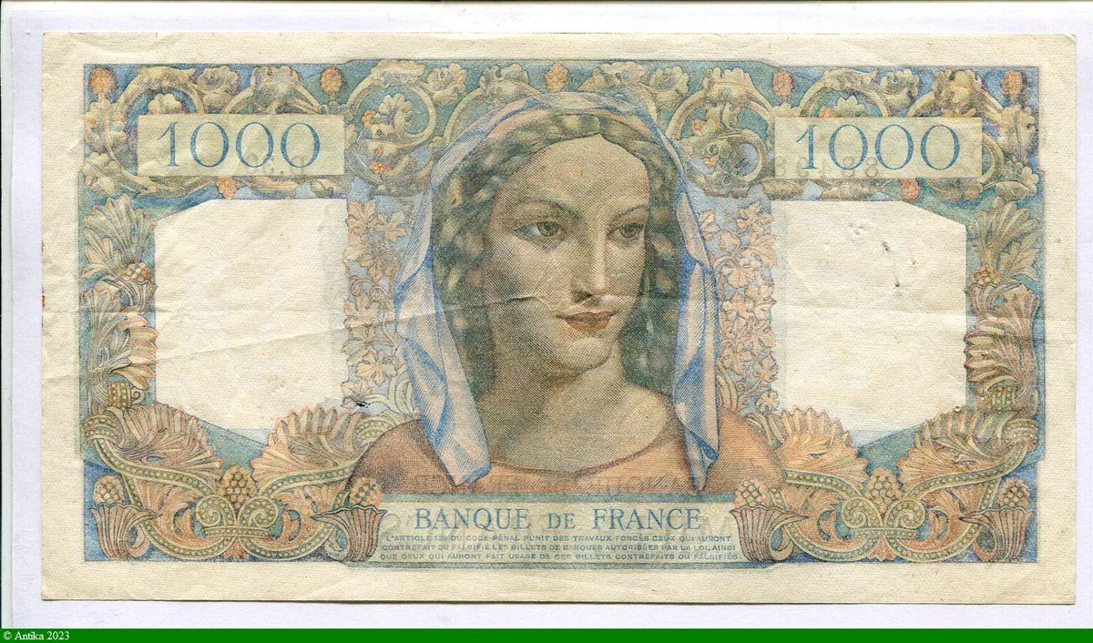 1000 FRANCS MINERVE & HERCULE - Type 1945