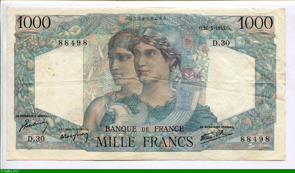 1000 FRANCS MINERVE & HERCULE - Type 1945