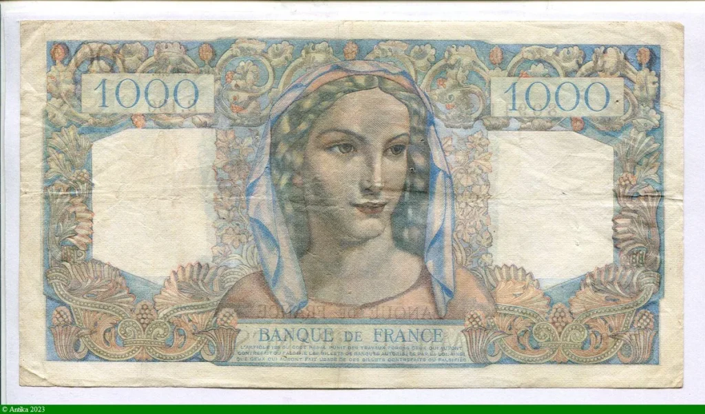 1000 FRANCS MINERVE & HERCULE - Type 1945