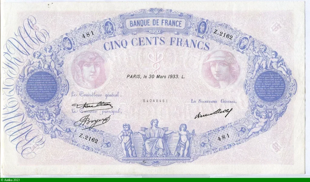 500 FRANCS BLEU & ROSE - Type 1888