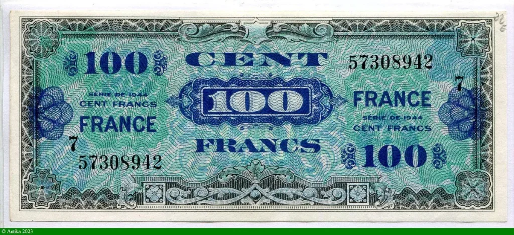 100 FRANCS Verso "France"