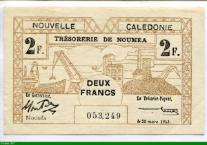 2 FRANCS Trésorerie de NOUMEA