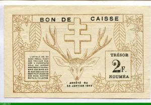 2 FRANCS Trésorerie de NOUMEA
