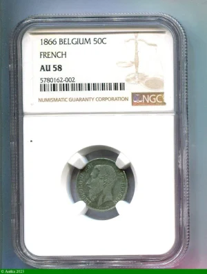 50 CENTIMES Léopold II PCGS AU 58