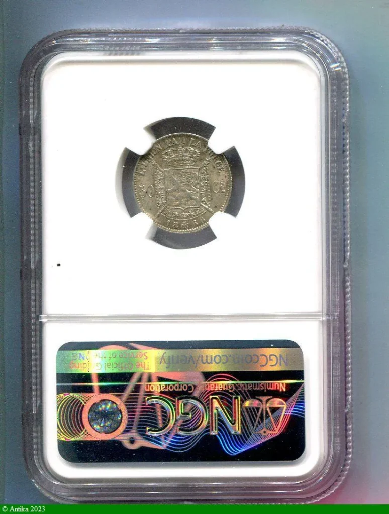 50 CENTIMES Léopold II PCGS AU 58