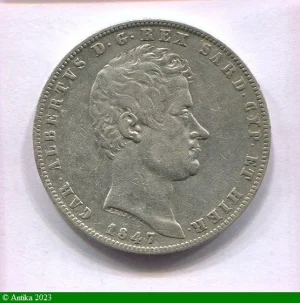 5 LIRE Argt CHARLES ALBERT Gênes