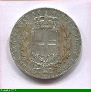 5 LIRE Argt CHARLES ALBERT Gênes