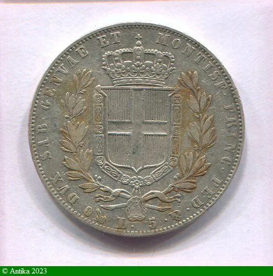 5 LIRE Argt CHARLES ALBERT Gênes