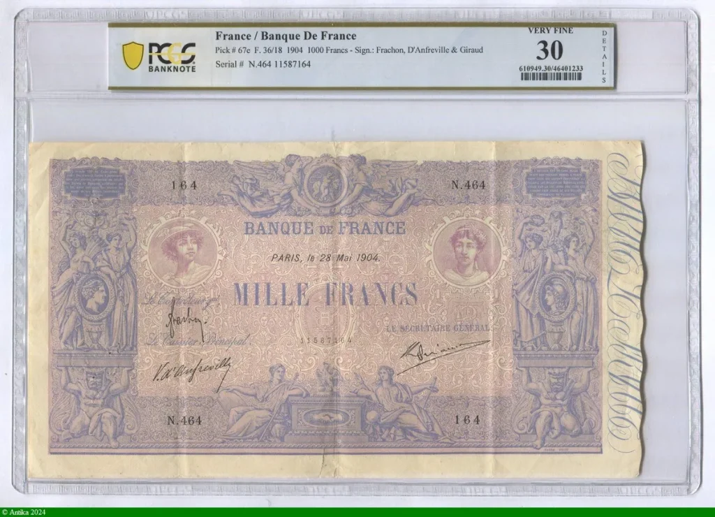 1000 FRANCS BLEU & ROSE - Type 1889