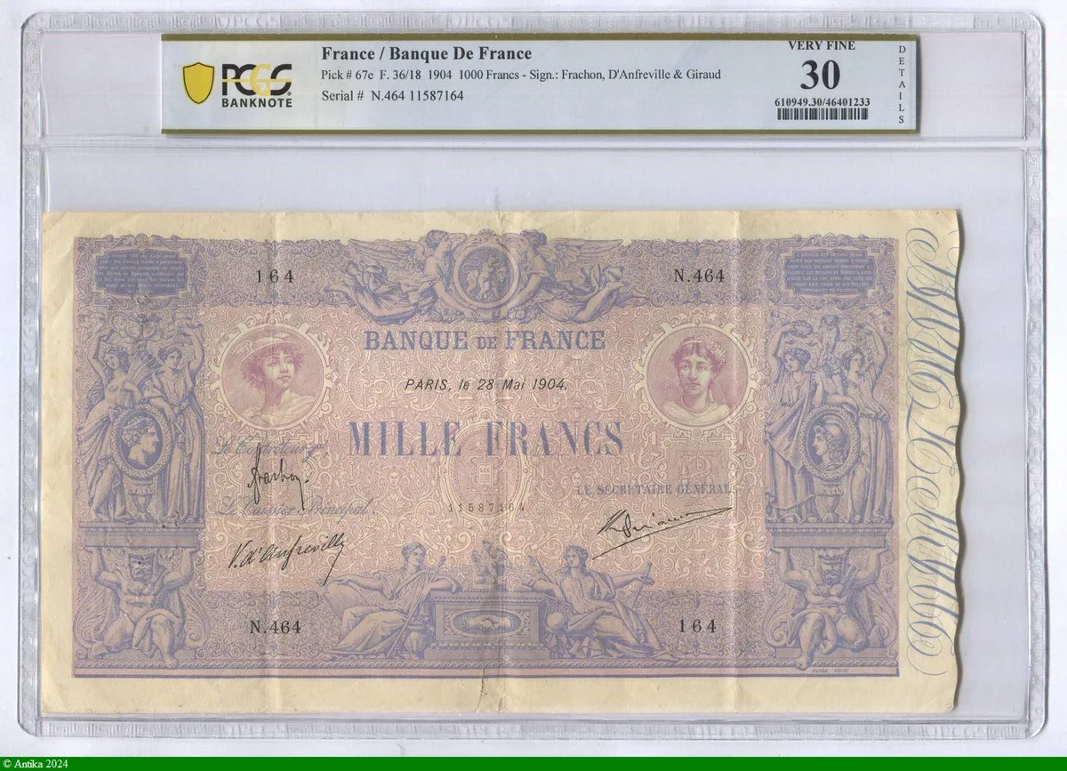 1000 FRANCS BLEU & ROSE - Type 1889
