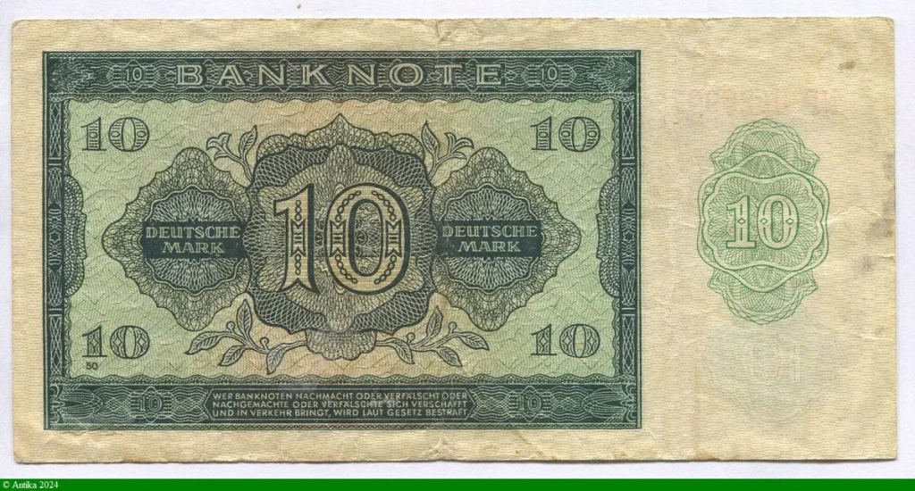 10 Deutsche Mark Vert gris (7 chiffres)