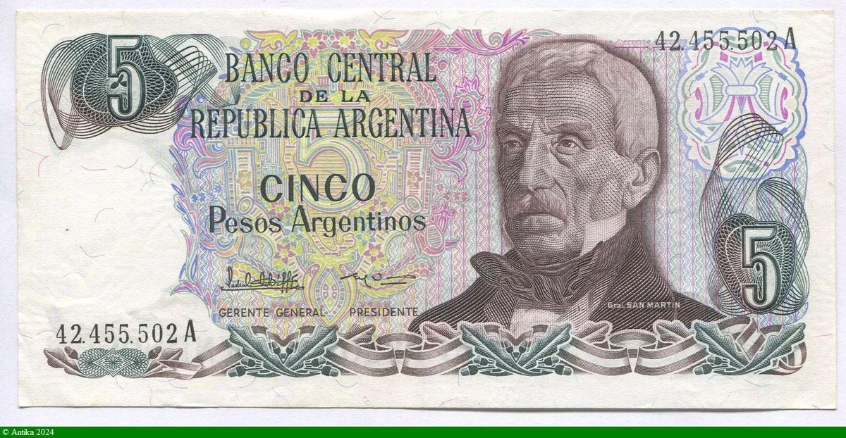 5 Pesos Argentino Général San Martin