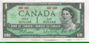 1 Dollar Elizabeth II Signatures : Beattie, Kaminsky 1867-1967