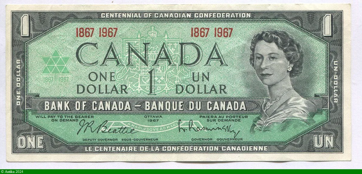 1 Dollar Elizabeth II Signatures : Beattie, Kaminsky 1867-1967