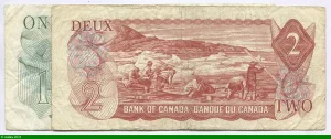 Lot de 2 Billets 1 & 2 Dollars Elizabeth II