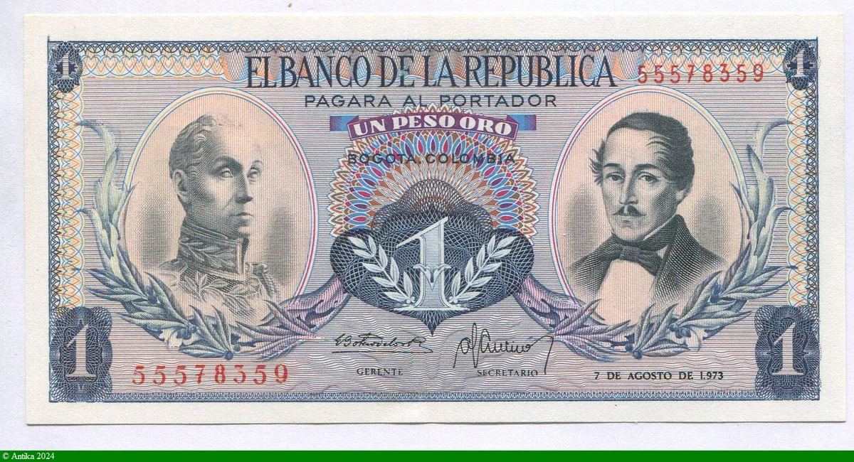 1 Peso Oro S.Bolivar & P.Santander * * * *