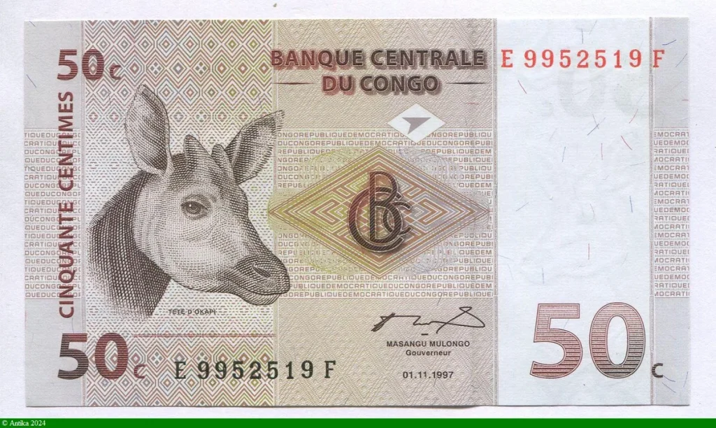 50 Centimes Tête d' Okapi