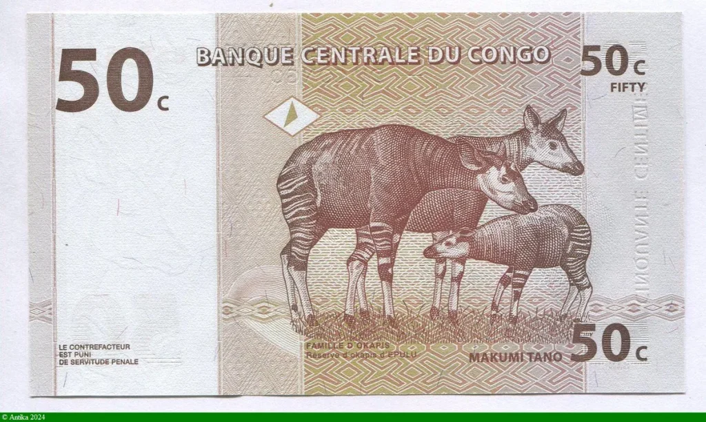 50 Centimes Tête d' Okapi