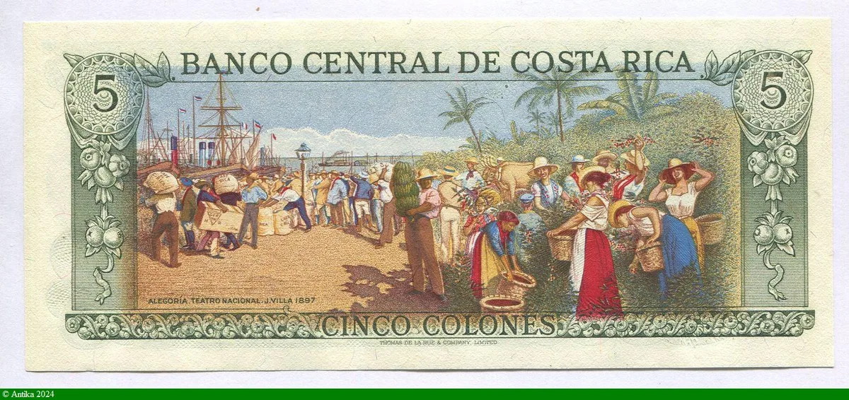 5 Colones Rafael Yglesias Castro Magnifique Billet Scène ce Marché