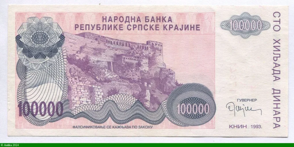 100 000 Dinara Forteresse de Knin