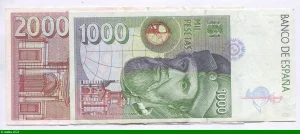 Lot de 2 Billets 1000 & 2000 Pesetas Cortés & Mutis
