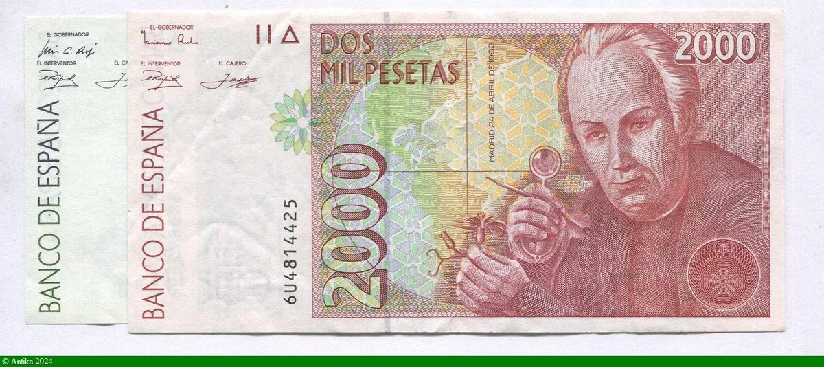 Lot de 2 Billets 1000 & 2000 Pesetas Cortés & Mutis