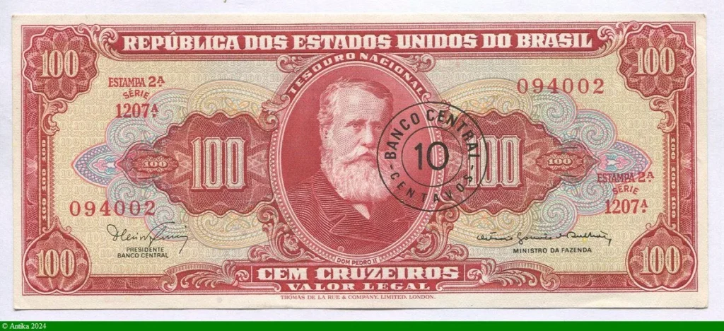10 Centavos s/100 Cruzeiros Don Pedro II