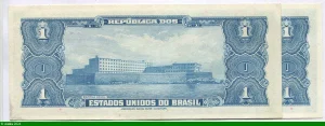 Lot de 2 billets de 1 Cruzeiro Série 2869A & 3643A