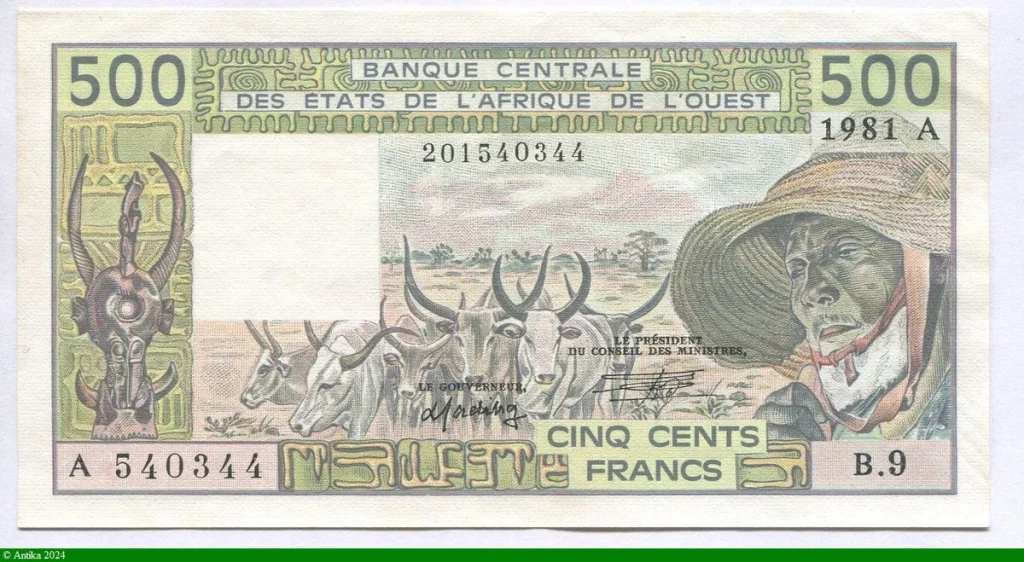 500 Francs Viel Homme & Troupeau de Zébus