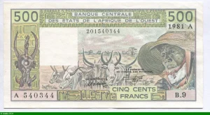 500 Francs Viel Homme & Troupeau de Zébus