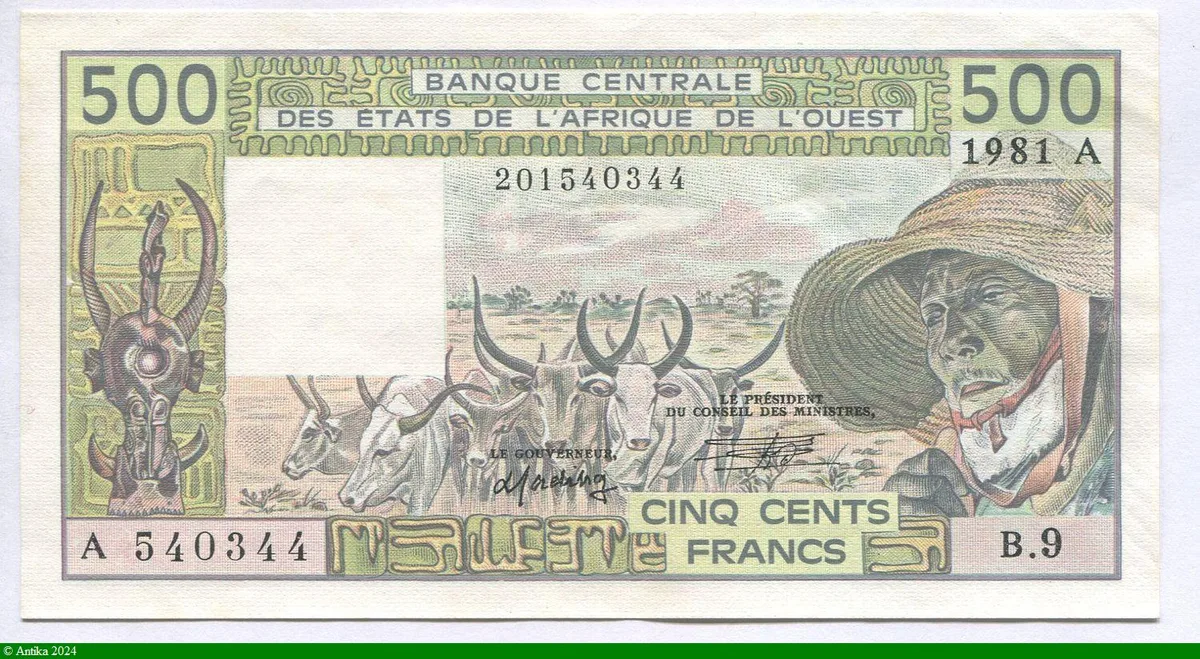 500 Francs Viel Homme & Troupeau de Zébus