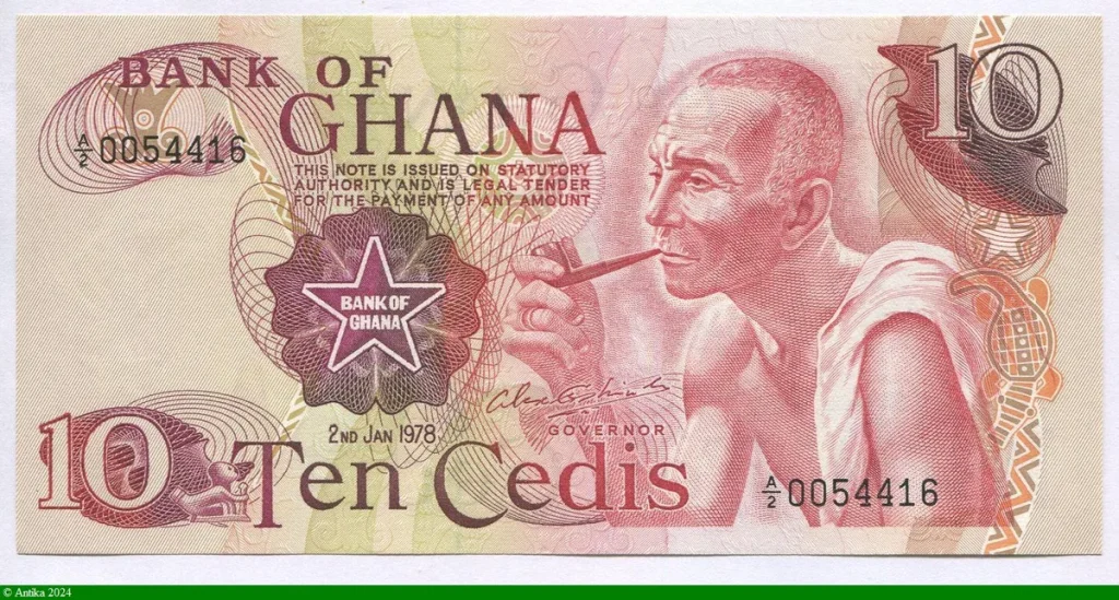 10 Cedis Homme fumant la pipe * * *