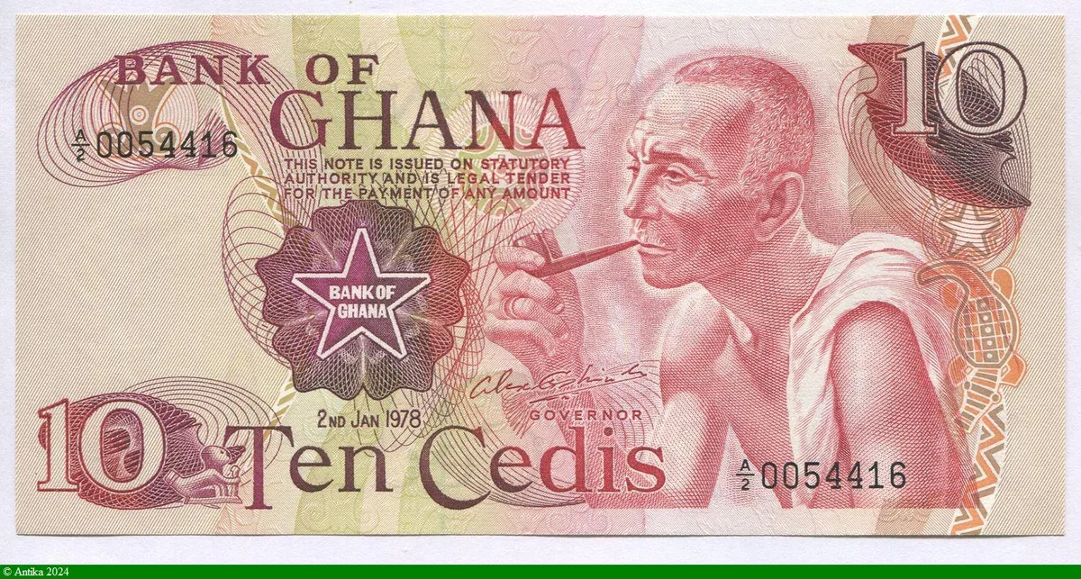 10 Cedis Homme fumant la pipe * * *