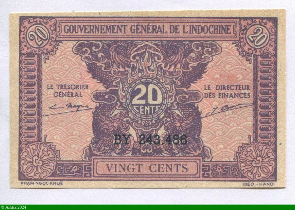 20 Cents Gvt Général de l'Indochine Série BY PROMO