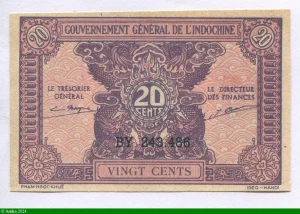20 Cents Gvt Général de l'Indochine Série BY PROMO
