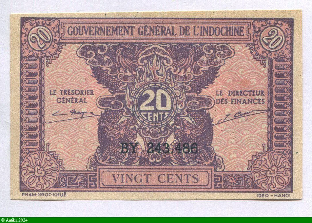 20 Cents Gvt Général de l'Indochine Série BY PROMO