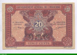 20 Cents Gvt Général de l'Indochine Série RS PROMO