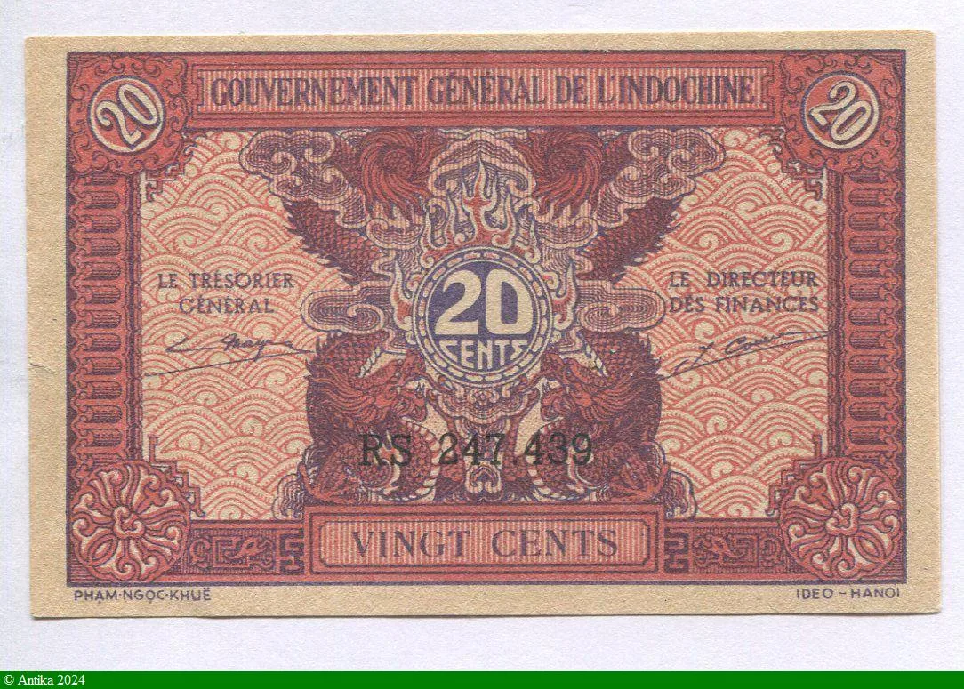 20 Cents Gvt Général de l'Indochine Série RS PROMO