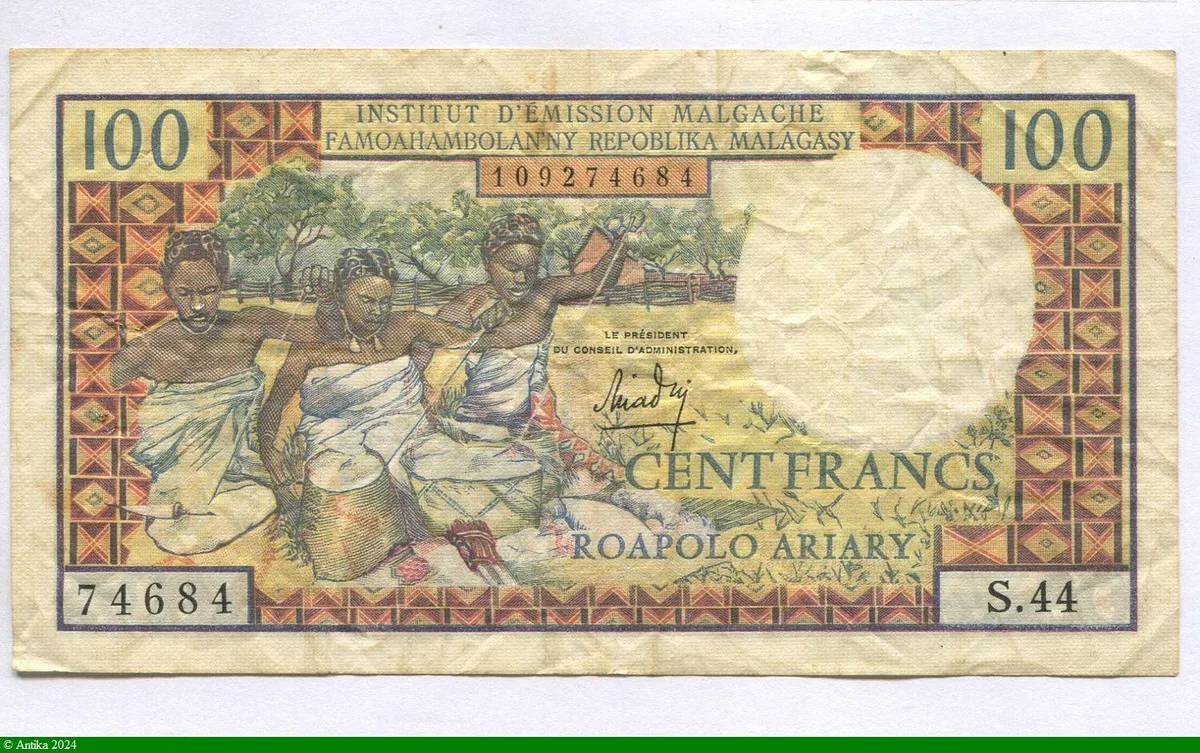 100 Francs /20 Ariary 3 Femmes